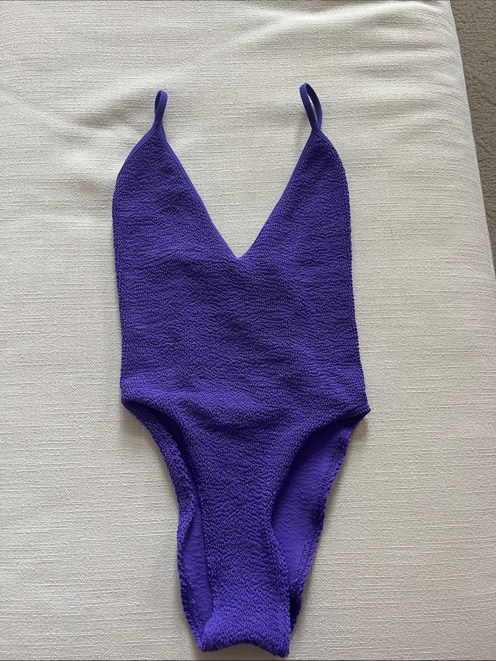 bond-eye Purple Textured V-Neck One-Piece Swimsuit